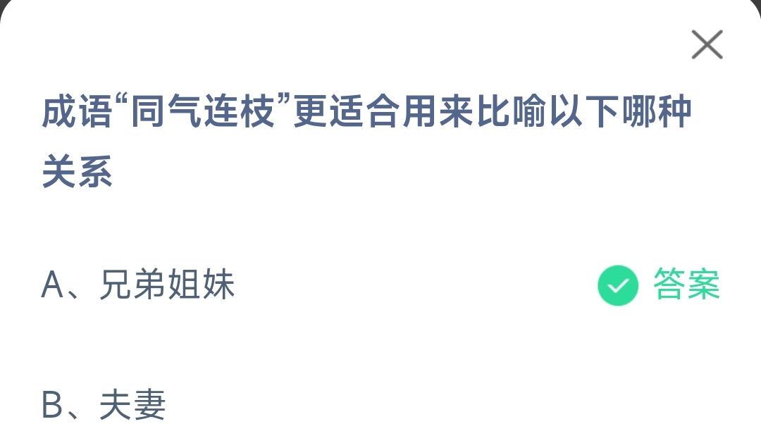 《支付宝》同气连枝适合比喻哪种关系2023年2月21日最新答案