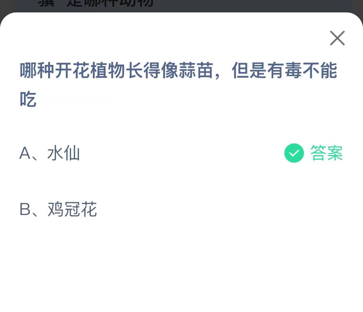 《支付宝》哪种植物长得像蒜苗有毒不能吃2023年2月26日最新答案