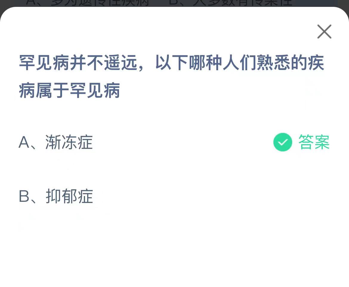 《支付宝》哪种人们熟悉的疾病属于罕见病2023年2月28日最新答案