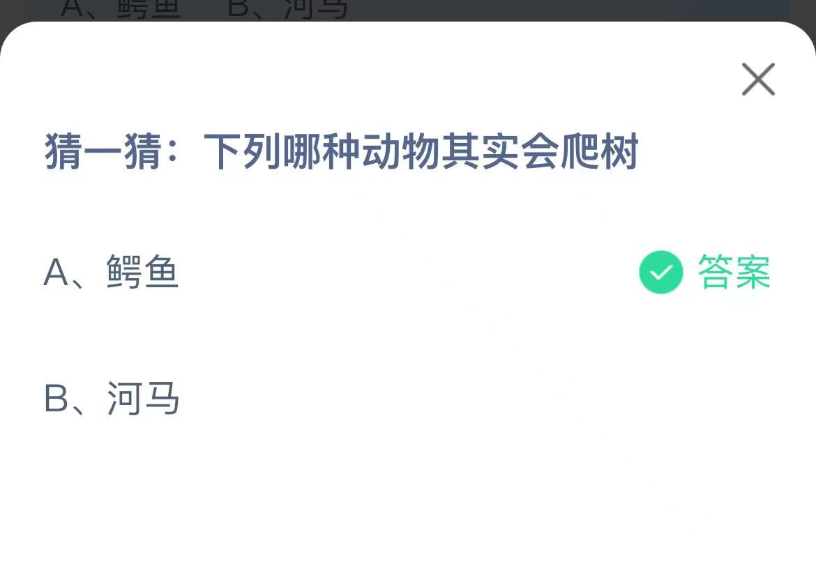 《支付宝》哪种动物其实会爬树2023年3月26日最新答案