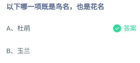 《支付宝》哪一项既是鸟名也是花名2023年4月16日最新答案